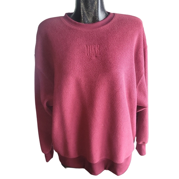 Nike Burgundy Fleece Crew Neck Sportswear Sweater L - Picture 1 of 5